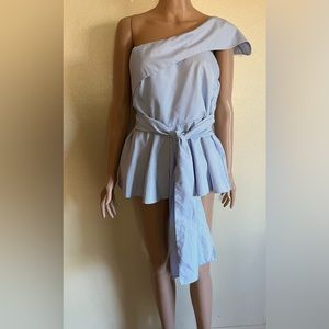 SHEIN One Shoulder Blue and White Top Size L (12/14) New Without Tags